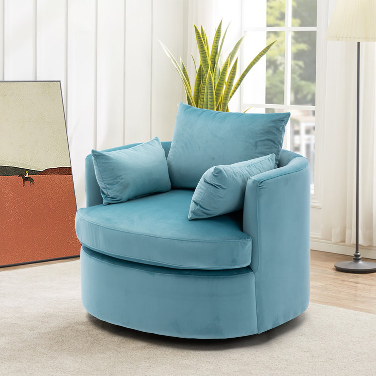 Mercury Row® Coonrod 34.8'' Wide Linen Swivel Barrel Chair & Reviews